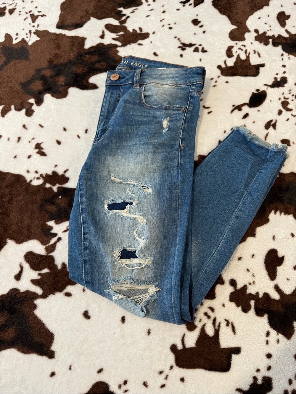 American Eagle Outfitters Blue Ripped Women's Skinny Jeans Highrise 6 Short